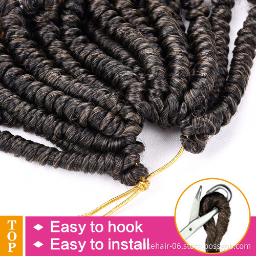8 inch Ombre Blonde Black Spring Twist Crochet Braiding Hair Fluffy Pre-twisted Passion Twist Synthetic Hair Extensions